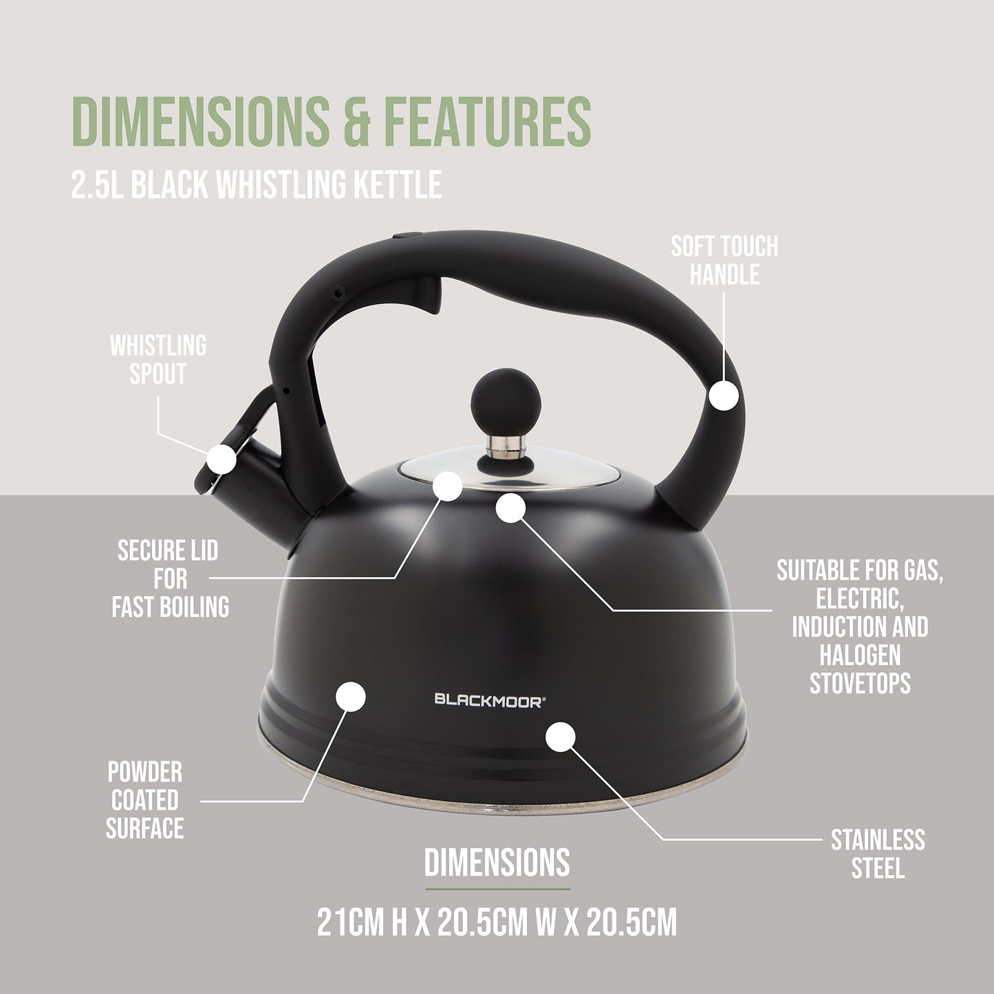 2.5L Whistling Kettle Black