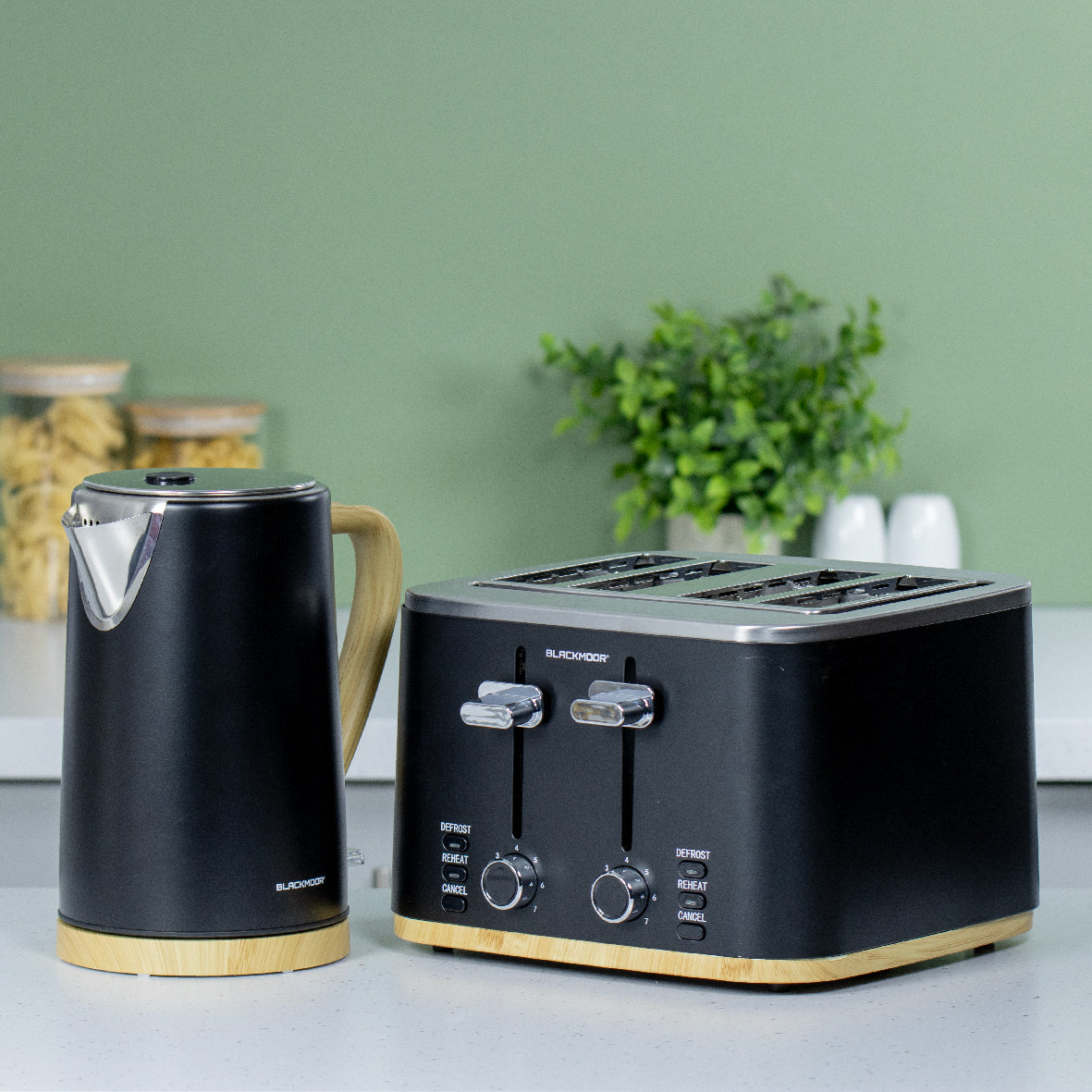 Nordic Style Black Kettle and Toaster Set