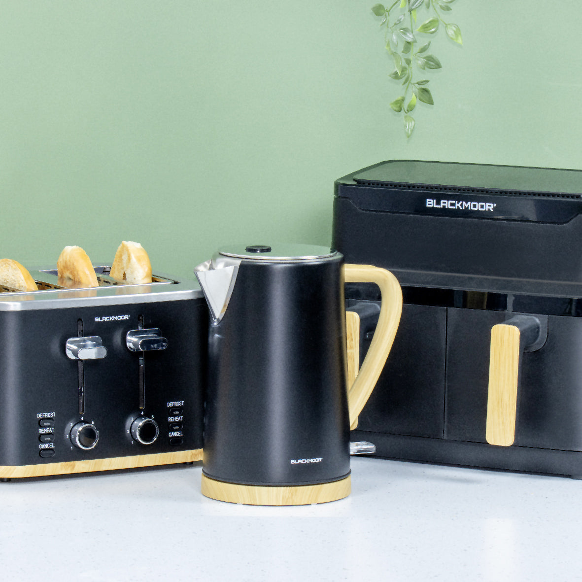 Nordic Style Black Kettle, Toaster and Air Fryer Set