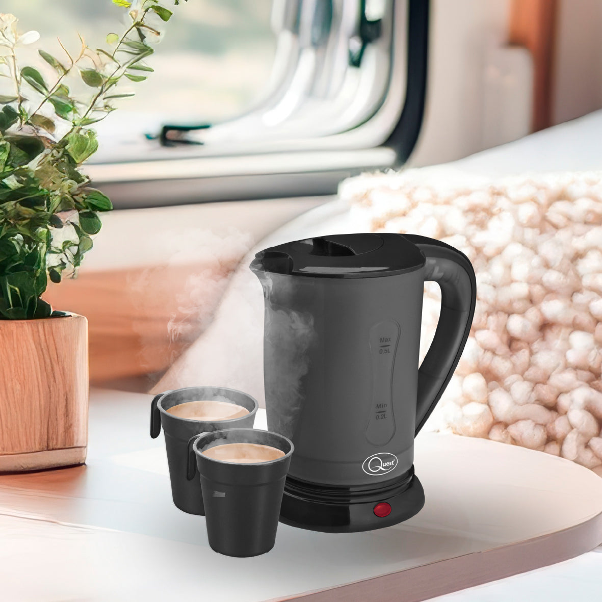 0.5L Travel Kettle and Mug Set - Black