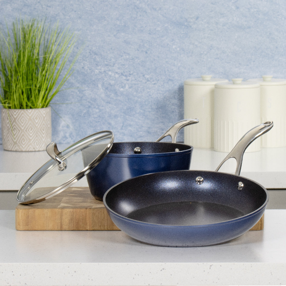 Blue Pro 2-Piece Frying Pan & Saucepan Set