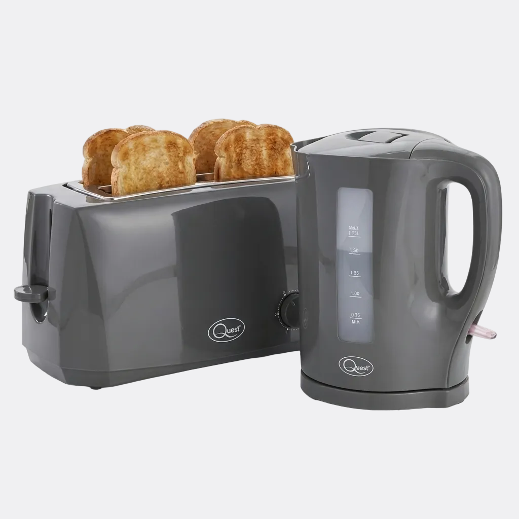 1.7L Kettle & 4 Slice Toaster Set - Grey