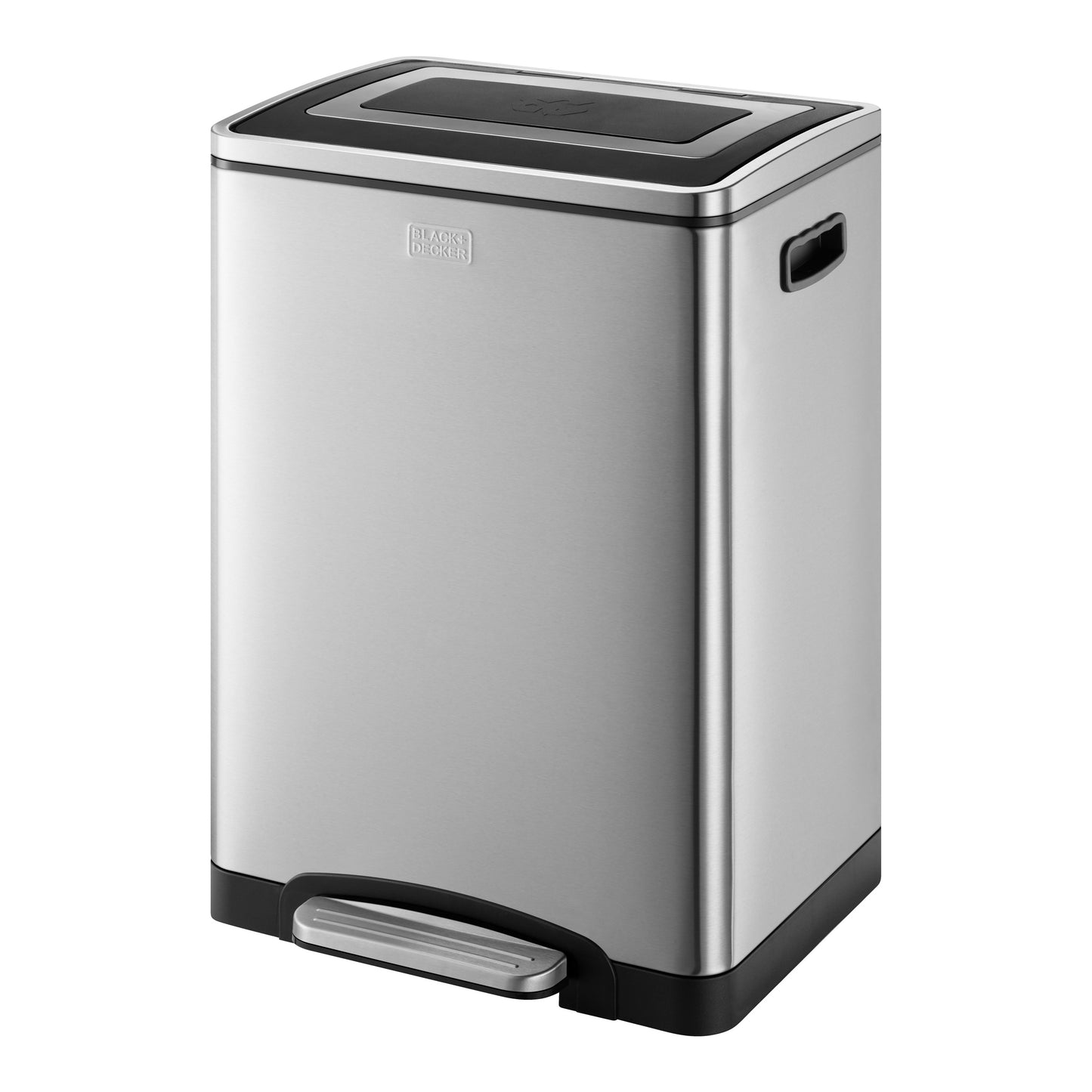 40L Stainless Steel Duo Recycling Bin with Soft Close Lid, by BLACK + DECKER