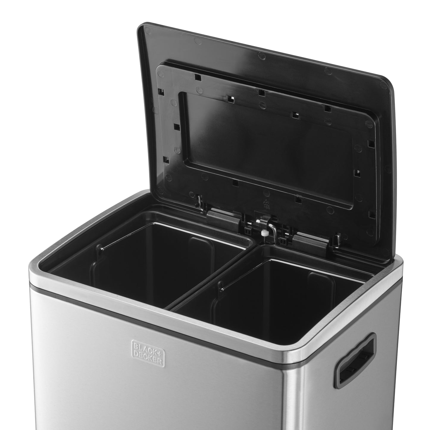 40L Stainless Steel Duo Recycling Bin with Soft Close Lid, by BLACK + DECKER