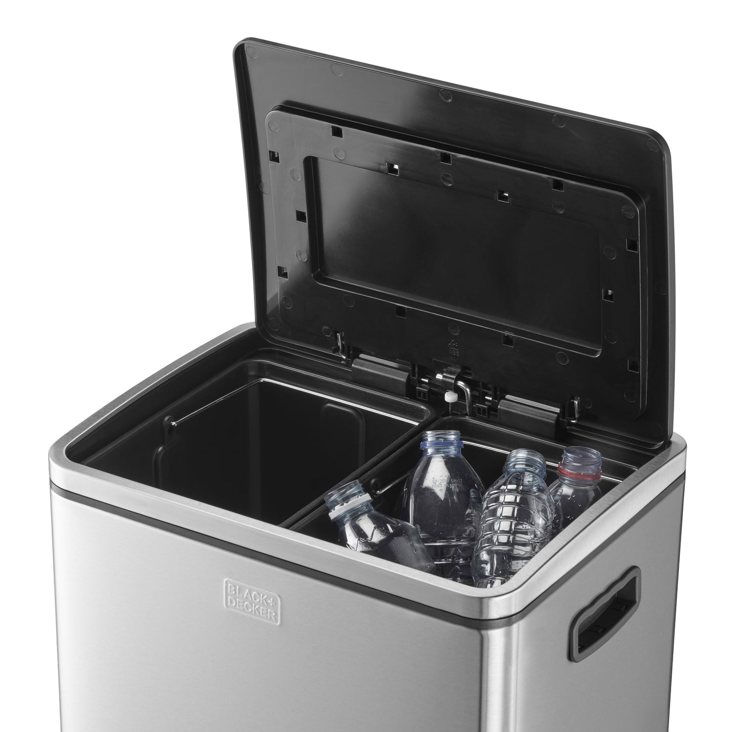 40L Stainless Steel Duo Recycling Bin with Soft Close Lid, by BLACK + DECKER