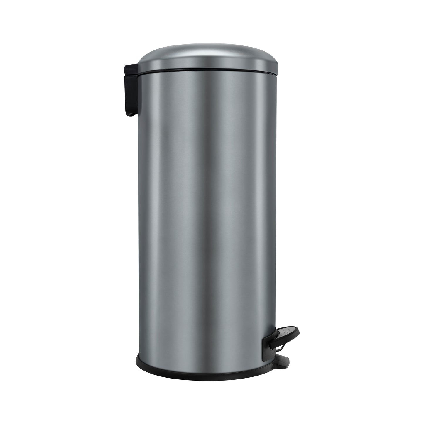 30L Metallic Black Domed Lid Pedal Bin, by BLACK + DECKER