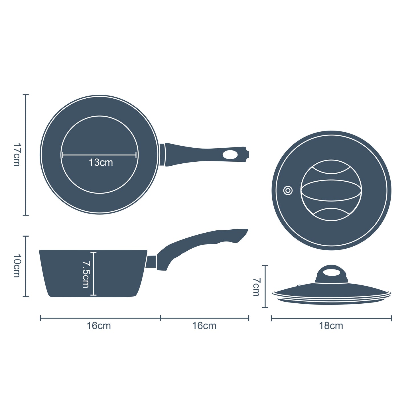 Classic 16cm Grey Non Stick Milk Pan