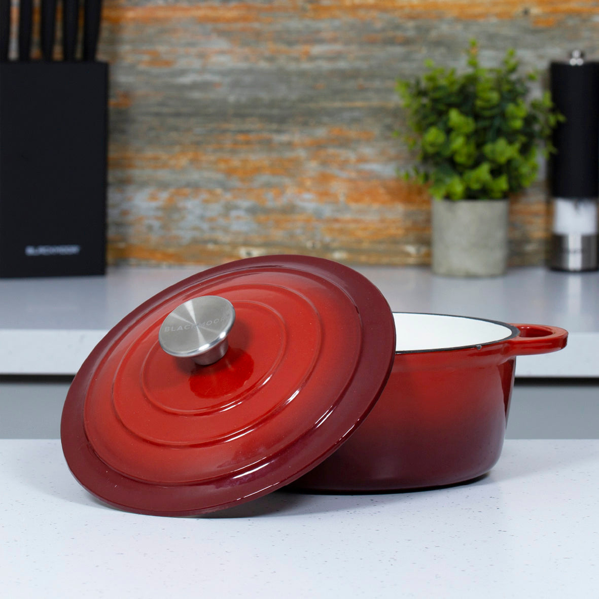 22cm Red Cast Iron Casserole Dish With Lid