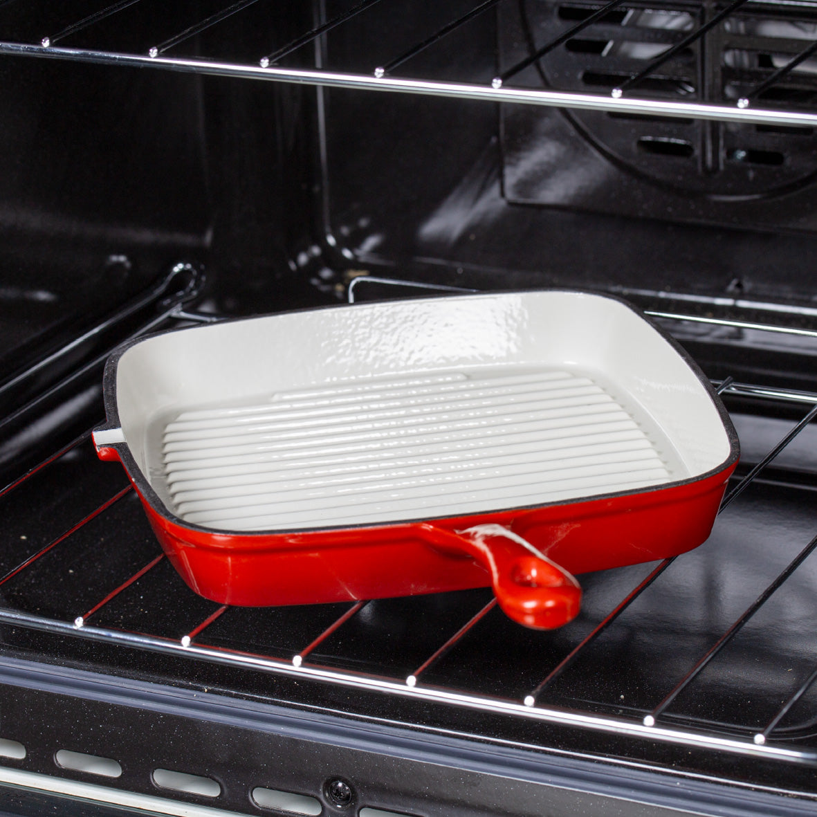 24cm Red Cast Iron Griddle Pan