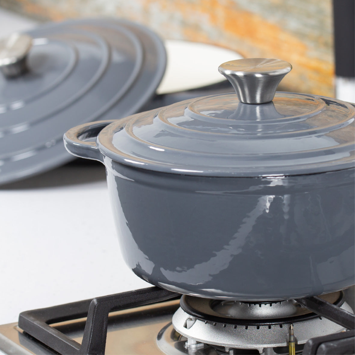 3-Piece Grey Cast Iron Cookware Set