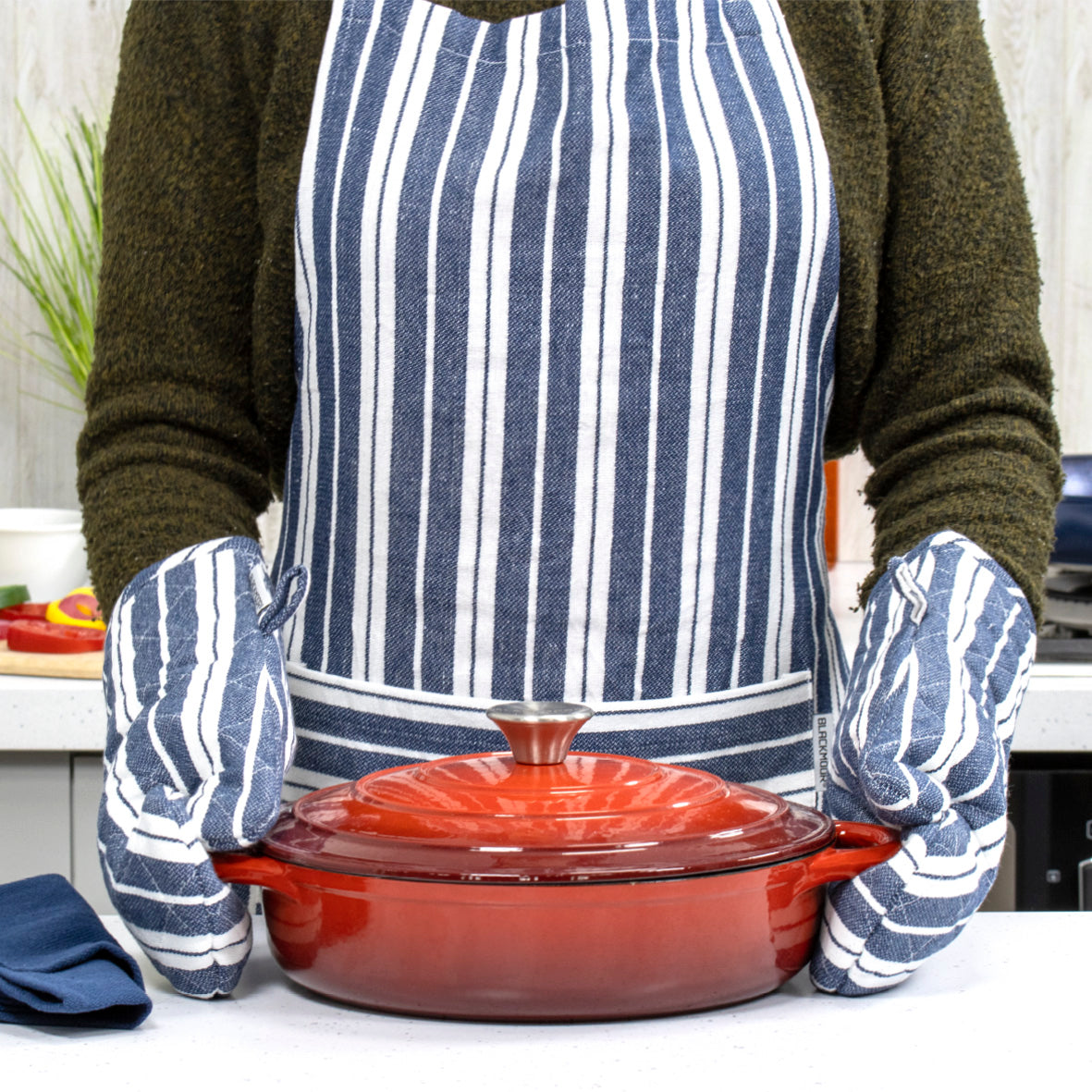 Kitchen Apron with Pocket - Navy Blue