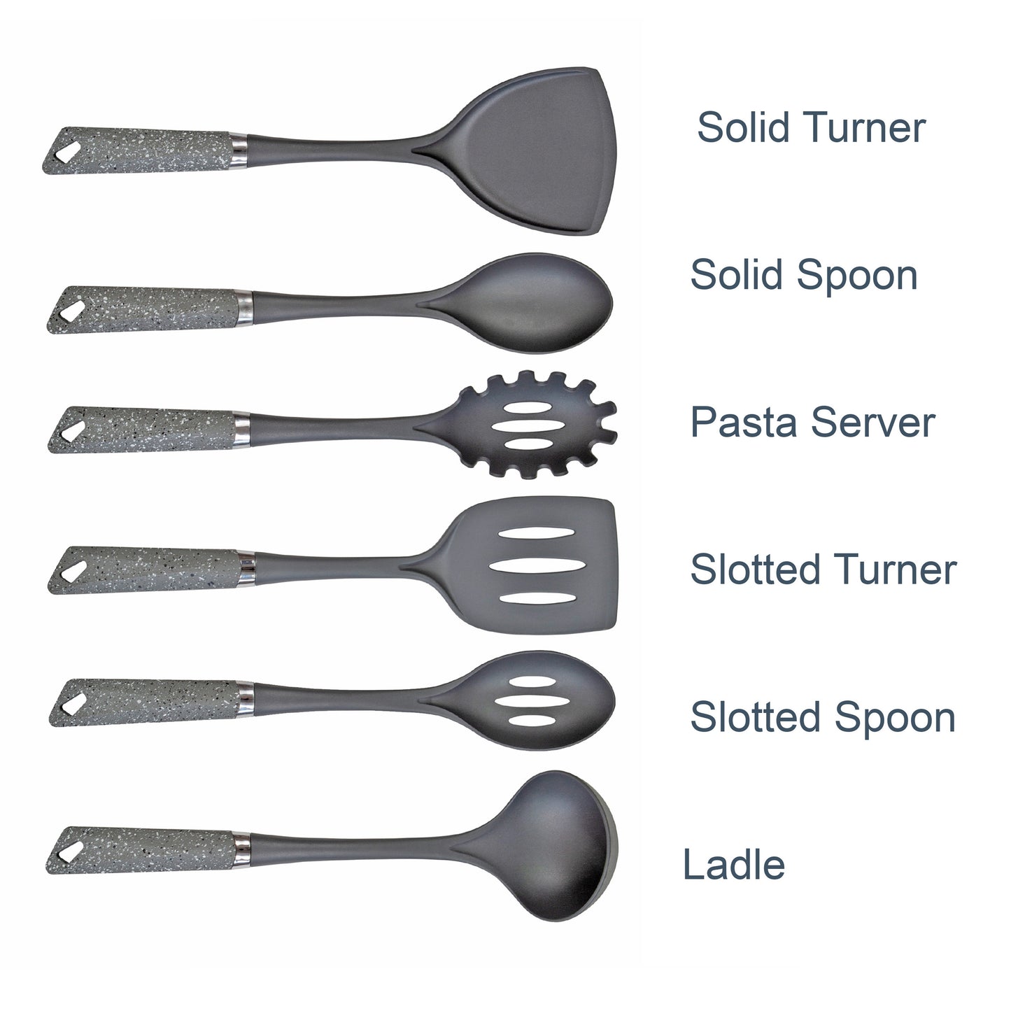 6-Piece Grey Utensil Set